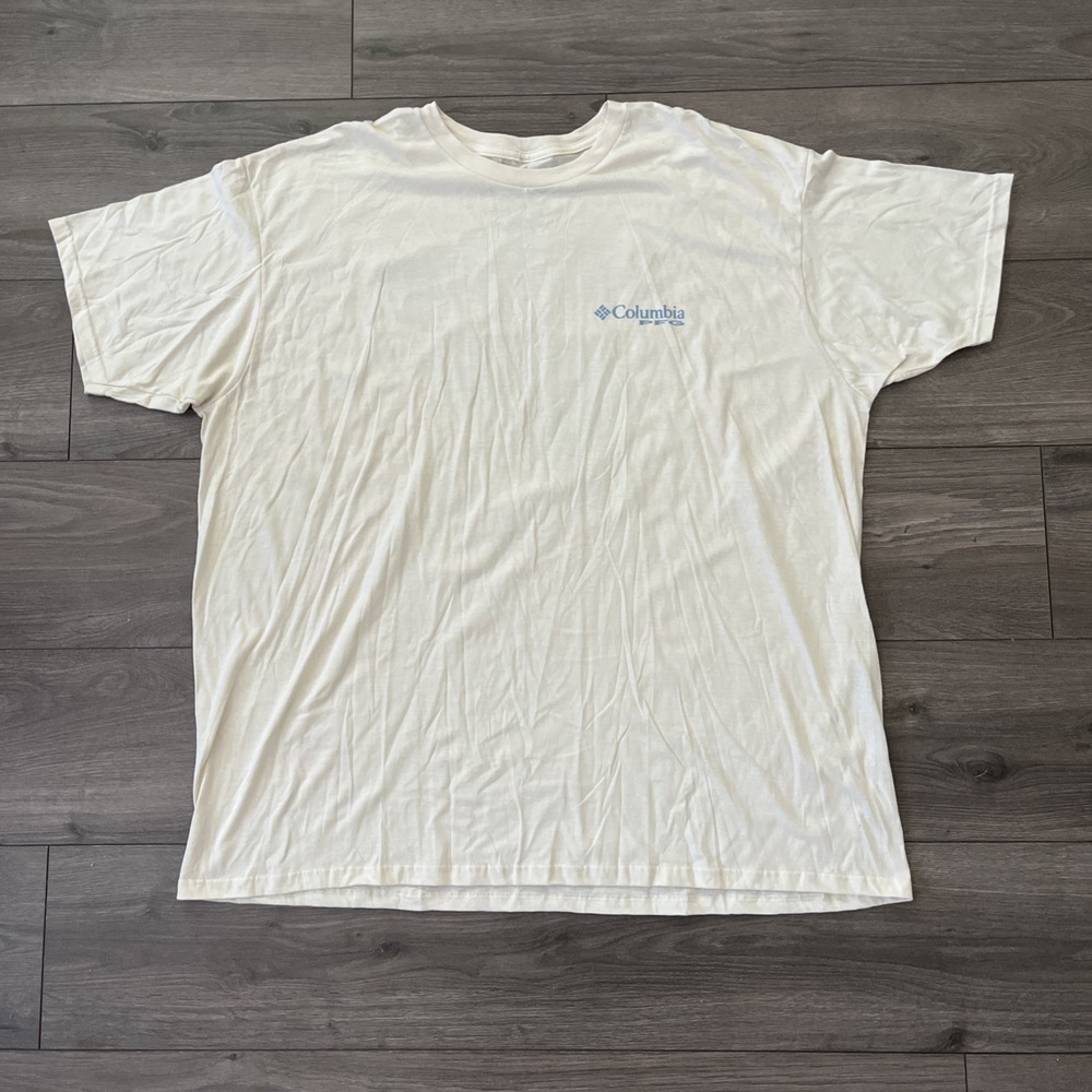 Columbia PFG Mens 3XL T Shirt Cream Short Sleeve
